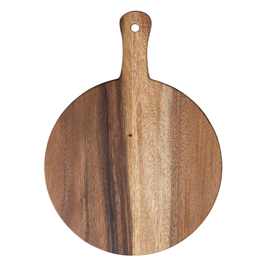12" Suar Wood Cheese/Cutting Board w/ Handle, Natural