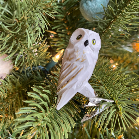 White Owl Ornament 6.5cm