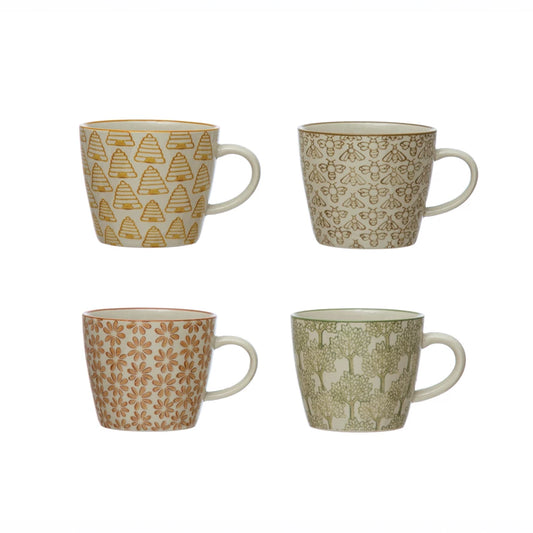 Hand-Stamped Stoneware Mug