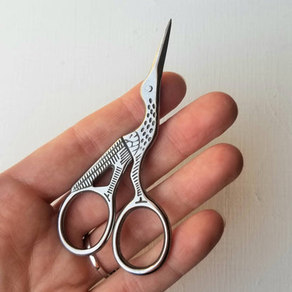 Classic stork hand embroidery scissors
