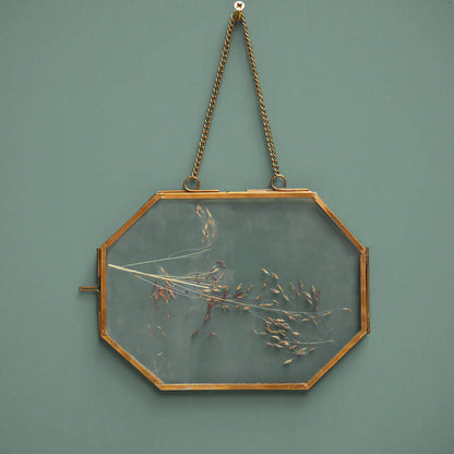 Small Hexagon Hanging Frame in Glass 5.5" x 8"