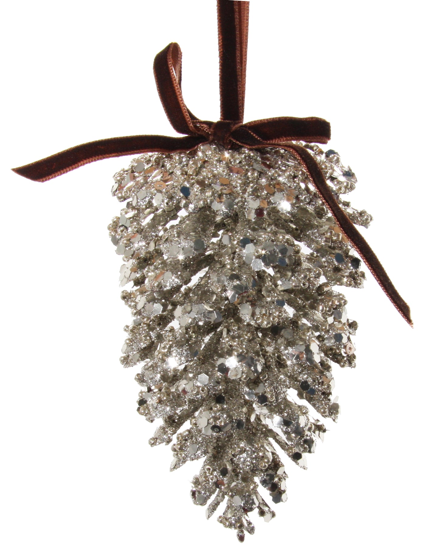 Silver Glitter Pinecone Ornament