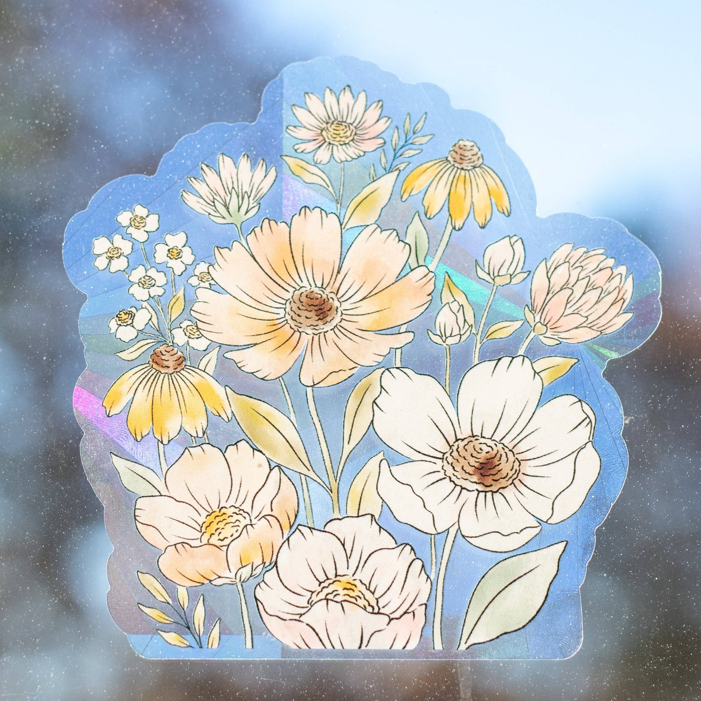 Wildflower Bunch Sun Catcher Window Decal, 3x5 in.