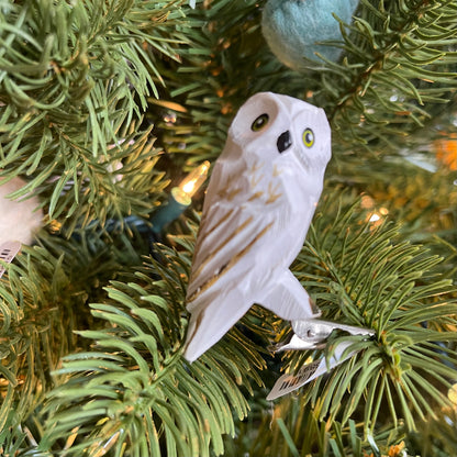White Owl Ornament 6.5cm
